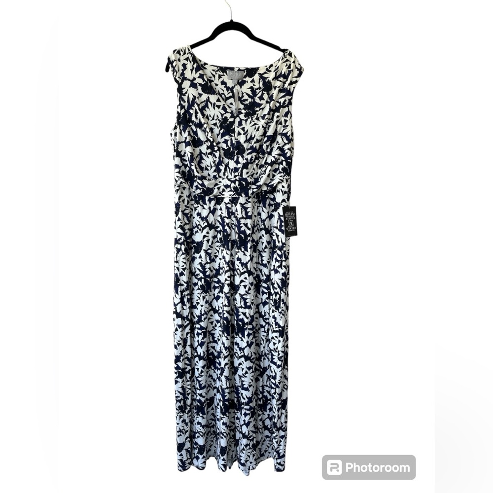 PURE COLLECTION Jersey Maxi Dress Blue Floral Print Size 12 New - Picture 3 of 8